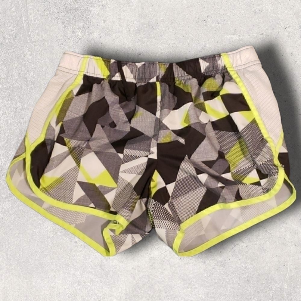 XERSION WOMEN'S BLACK GRAY YELLOW GEO PATTERN RUNNING SHORTS, SIZE XS